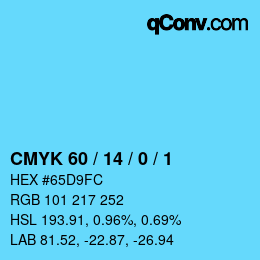 カラーコード: CMYK 60 / 14 / 0 / 1 | qconv.com