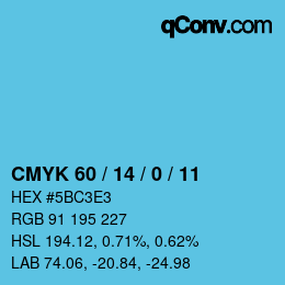 Color code: CMYK 60 / 14 / 0 / 11 | qconv.com