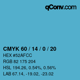 Color code: CMYK 60 / 14 / 0 / 20 | qconv.com