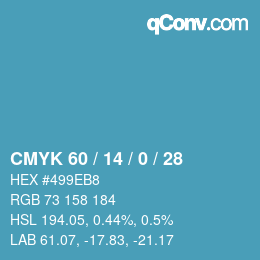 颜色代码: CMYK 60 / 14 / 0 / 28 | qconv.com