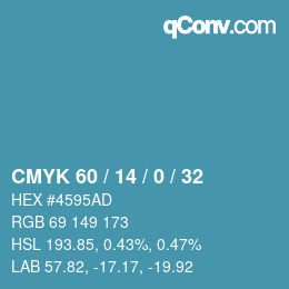 颜色代码: CMYK 60 / 14 / 0 / 32 | qconv.com