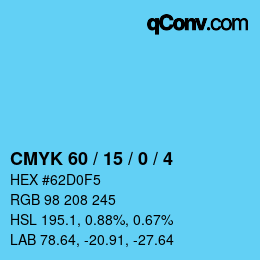 颜色代码: CMYK 60 / 15 / 0 / 4 | qconv.com