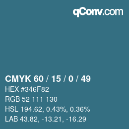 Color code: CMYK 60 / 15 / 0 / 49 | qconv.com