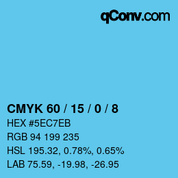 カラーコード: CMYK 60 / 15 / 0 / 8 | qconv.com