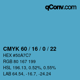 Color code: CMYK 60 / 16 / 0 / 22 | qconv.com