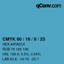 Color code: CMYK 60 / 16 / 0 / 23 | qconv.com