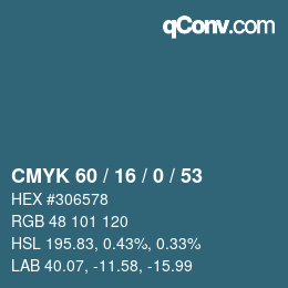 颜色代码: CMYK 60 / 16 / 0 / 53 | qconv.com