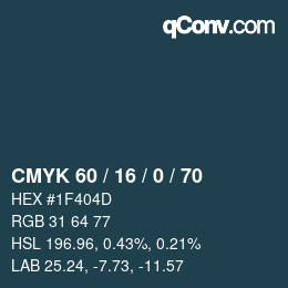 カラーコード: CMYK 60 / 16 / 0 / 70 | qconv.com