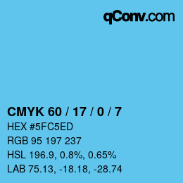 Color code: CMYK 60 / 17 / 0 / 7 | qconv.com