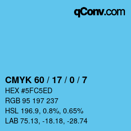 カラーコード: CMYK 60 / 17 / 0 / 7 | qconv.com