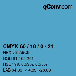 Color code: CMYK 60 / 18 / 0 / 21 | qconv.com