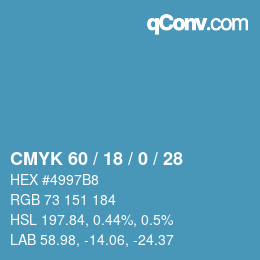 颜色代码: CMYK 60 / 18 / 0 / 28 | qconv.com