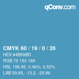 カラーコード: CMYK 60 / 19 / 0 / 26 | qconv.com