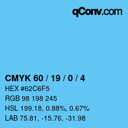 Color code: CMYK 60 / 19 / 0 / 4 | qconv.com