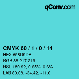 カラーコード: CMYK 60 / 1 / 0 / 14 | qconv.com