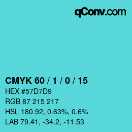 Color code: CMYK 60 / 1 / 0 / 15 | qconv.com