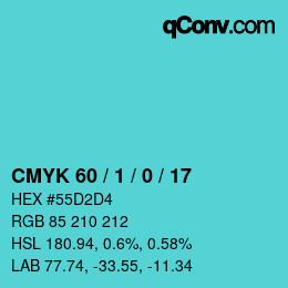 カラーコード: CMYK 60 / 1 / 0 / 17 | qconv.com