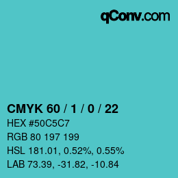 Color code: CMYK 60 / 1 / 0 / 22 | qconv.com