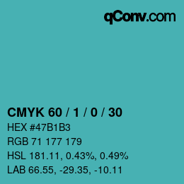 颜色代码: CMYK 60 / 1 / 0 / 30 | qconv.com