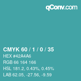 Color code: CMYK 60 / 1 / 0 / 35 | qconv.com