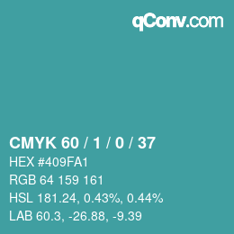 カラーコード: CMYK 60 / 1 / 0 / 37 | qconv.com