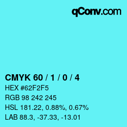 Color code: CMYK 60 / 1 / 0 / 4 | qconv.com