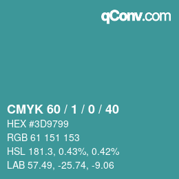颜色代码: CMYK 60 / 1 / 0 / 40 | qconv.com