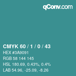 颜色代码: CMYK 60 / 1 / 0 / 43 | qconv.com