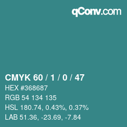 カラーコード: CMYK 60 / 1 / 0 / 47 | qconv.com