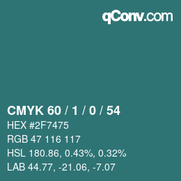 颜色代码: CMYK 60 / 1 / 0 / 54 | qconv.com