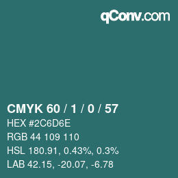 颜色代码: CMYK 60 / 1 / 0 / 57 | qconv.com