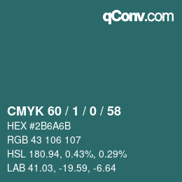 颜色代码: CMYK 60 / 1 / 0 / 58 | qconv.com