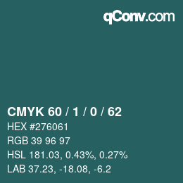 カラーコード: CMYK 60 / 1 / 0 / 62 | qconv.com