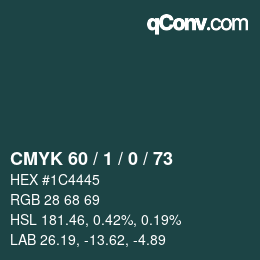 カラーコード: CMYK 60 / 1 / 0 / 73 | qconv.com