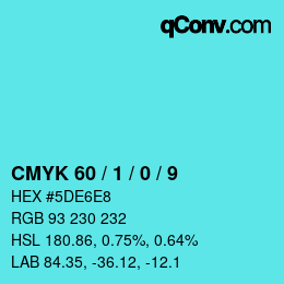 カラーコード: CMYK 60 / 1 / 0 / 9 | qconv.com