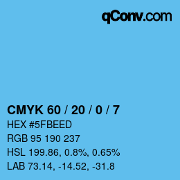 カラーコード: CMYK 60 / 20 / 0 / 7 | qconv.com