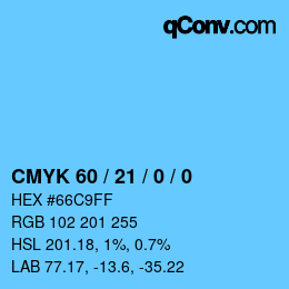 Color code: CMYK 60 / 21 / 0 / 0 | qconv.com