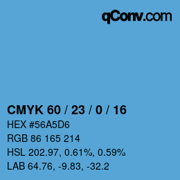 カラーコード: CMYK 60 / 23 / 0 / 16 | qconv.com