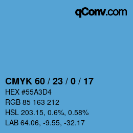 カラーコード: CMYK 60 / 23 / 0 / 17 | qconv.com