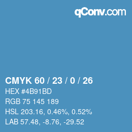 カラーコード: CMYK 60 / 23 / 0 / 26 | qconv.com