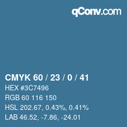 Color code: CMYK 60 / 23 / 0 / 41 | qconv.com