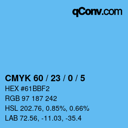カラーコード: CMYK 60 / 23 / 0 / 5 | qconv.com