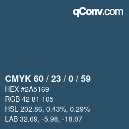 カラーコード: CMYK 60 / 23 / 0 / 59 | qconv.com