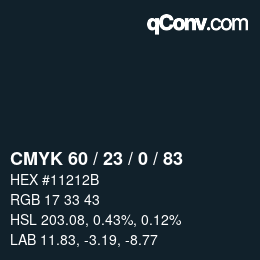 カラーコード: CMYK 60 / 23 / 0 / 83 | qconv.com