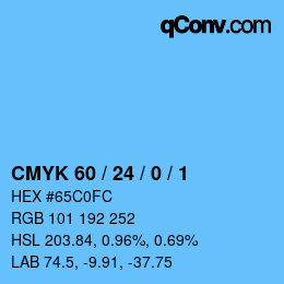 カラーコード: CMYK 60 / 24 / 0 / 1 | qconv.com