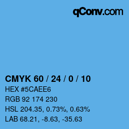 カラーコード: CMYK 60 / 24 / 0 / 10 | qconv.com