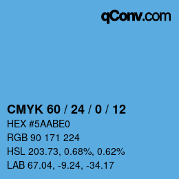 カラーコード: CMYK 60 / 24 / 0 / 12 | qconv.com
