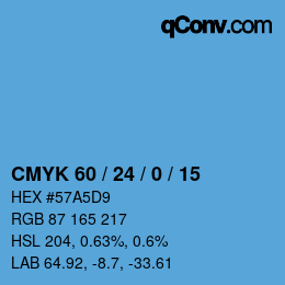 カラーコード: CMYK 60 / 24 / 0 / 15 | qconv.com