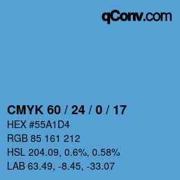 カラーコード: CMYK 60 / 24 / 0 / 17 | qconv.com