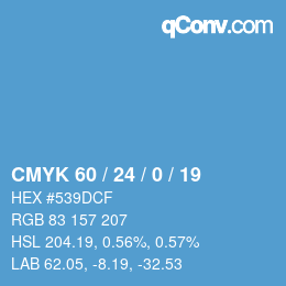 カラーコード: CMYK 60 / 24 / 0 / 19 | qconv.com